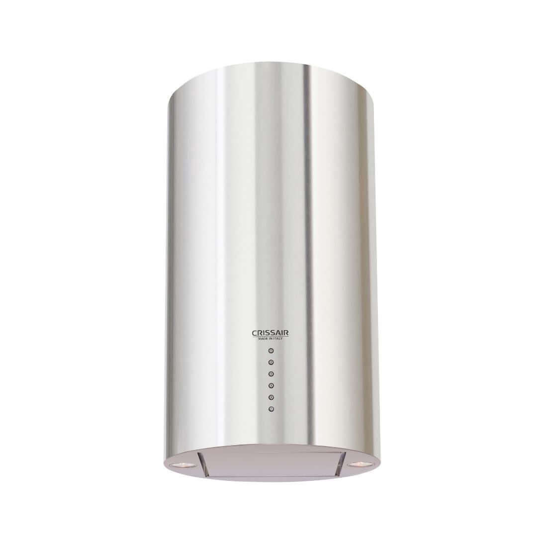Coifa ilha CrissAir Isola Cilindro Inox 40cm, coifa em aço inox com design moderno e iluminação LED.